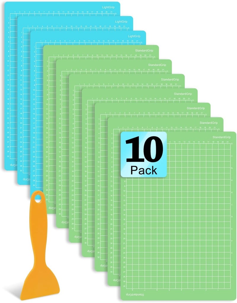 UCEC 10 Pack Cutting Mat Compatible with Joy Xtra, 8.5x12in Standard & Light Grip Reusable Cutting Mat, Adhesive Sticky Non-Slip Durable Cut Mats Replacement for Sewing Quilting and Craft - Image 1